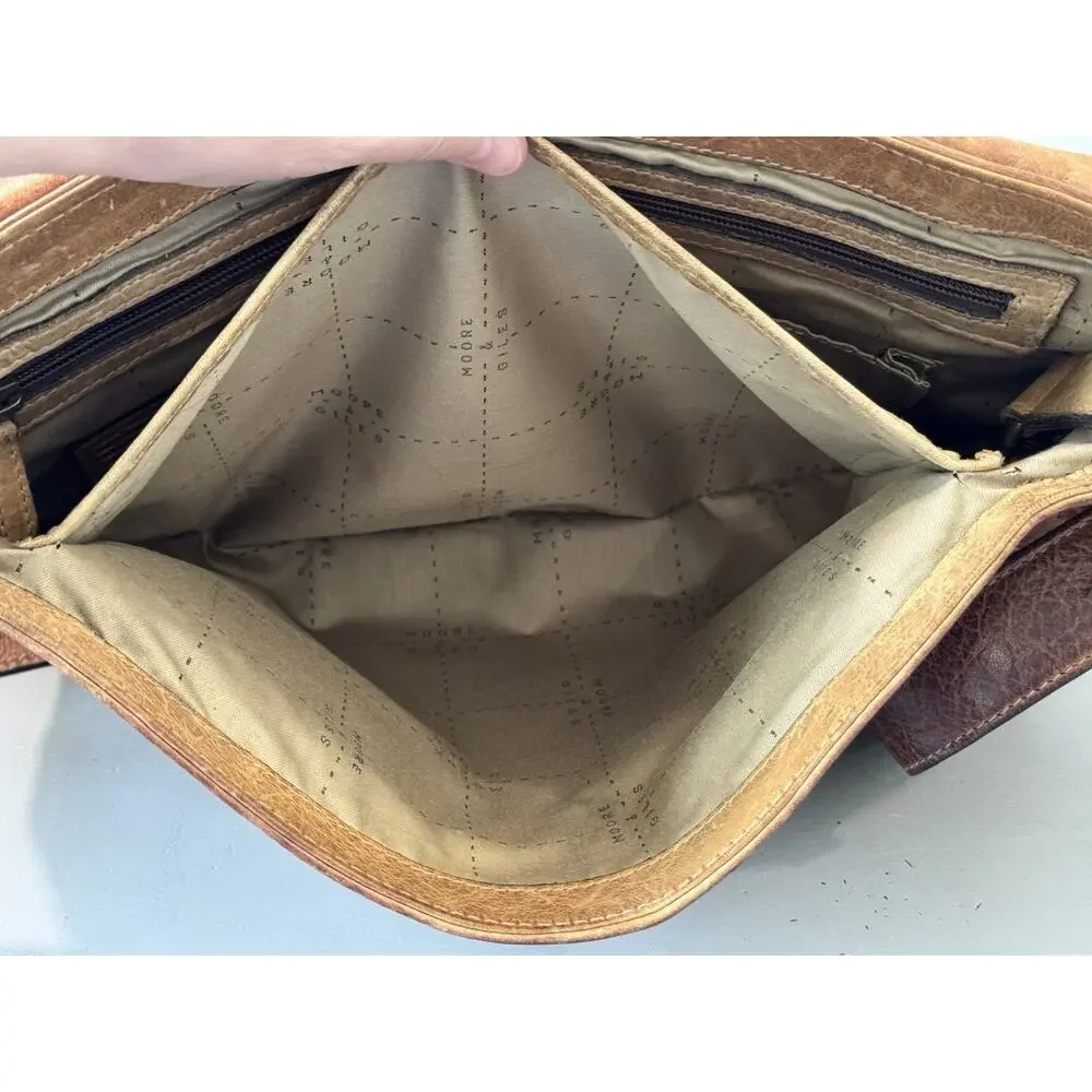 Moore & Giles Reclaimed Messenger Bag In Heirloom Oak Computer Distressed